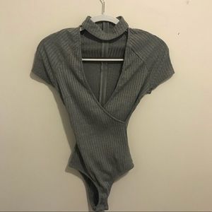 LF gray collar bodysuit
